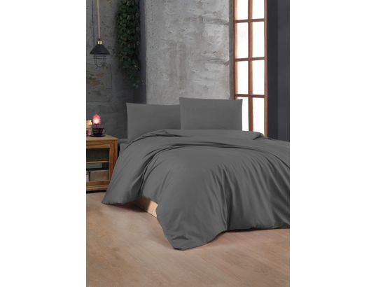 CONCEPT1 - Parure de lit housse de couette Acton 240x220cm + 2 taies 60x60 anthracite