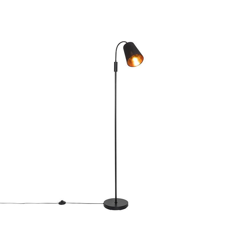 Moderne vloerlamp zwart met goud - Carmen