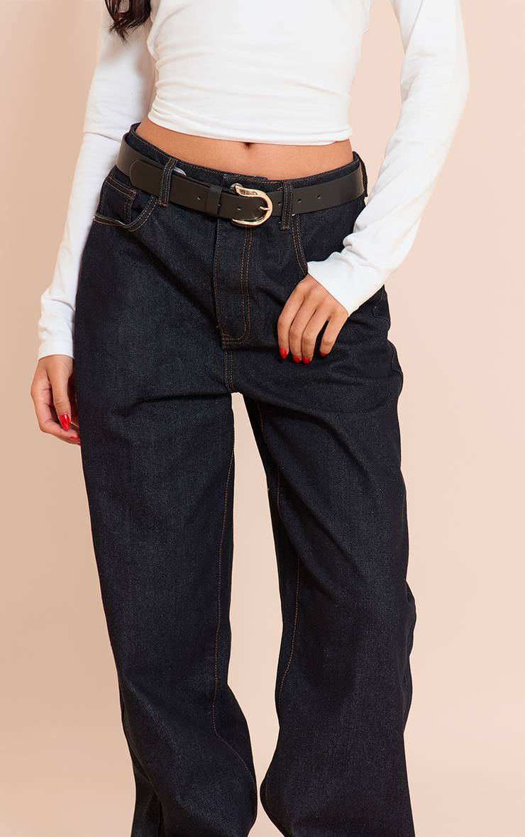 Bleu Indigo Foncé Jean Boyfriend Taille Haute Tall