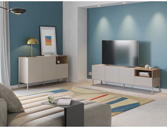 CONCEPT1 - Bahut Cailin 3T1N creme chene 140 x 42 x h80cm
