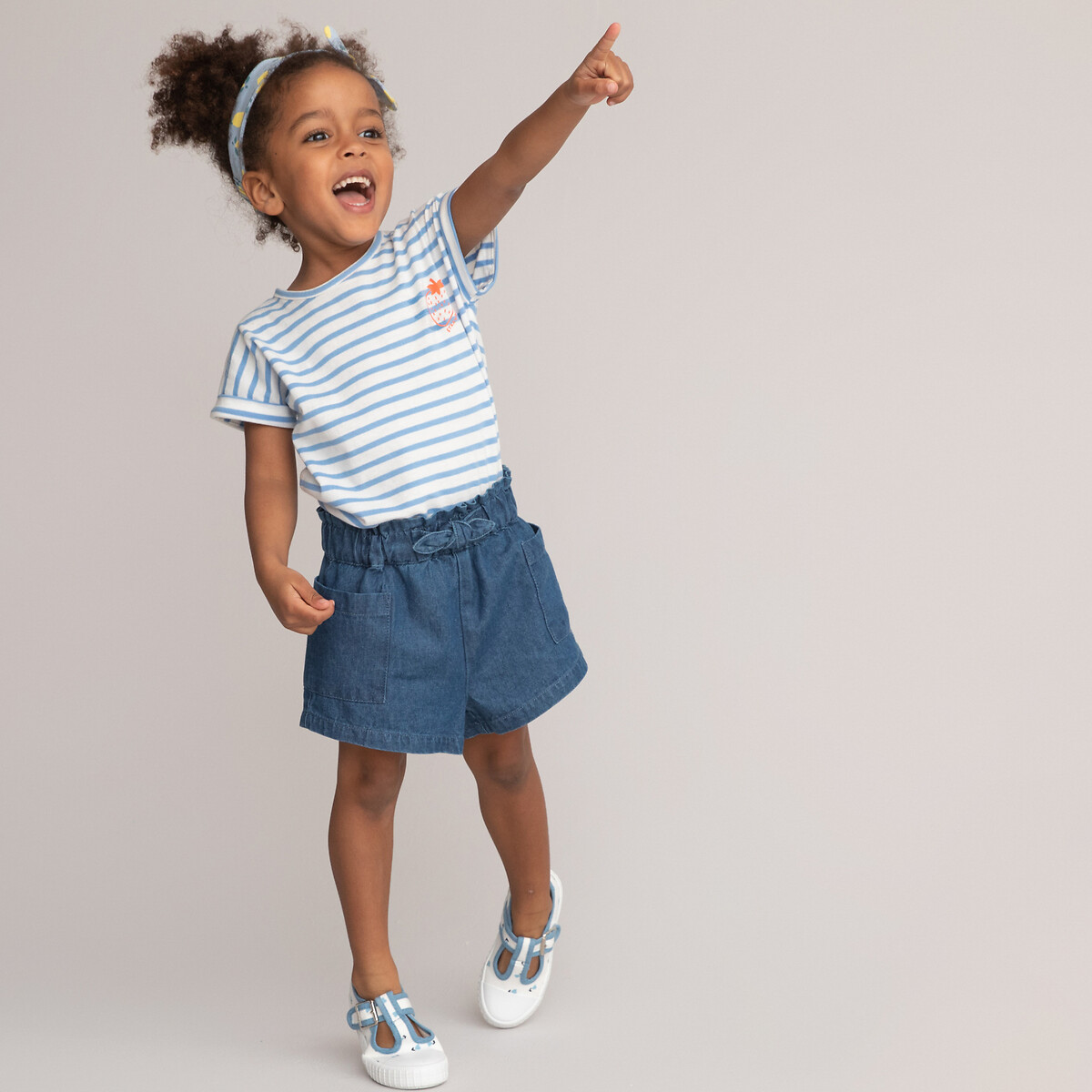 COLEÇÕES LA REDOUTE<br>Shorts paper bag em denim claro