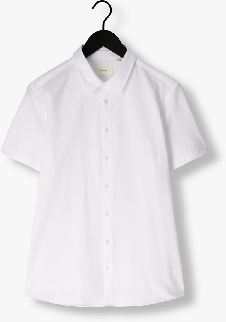 PURE PATH witte pure path casual overhemd pique shortsleeve button up shirt