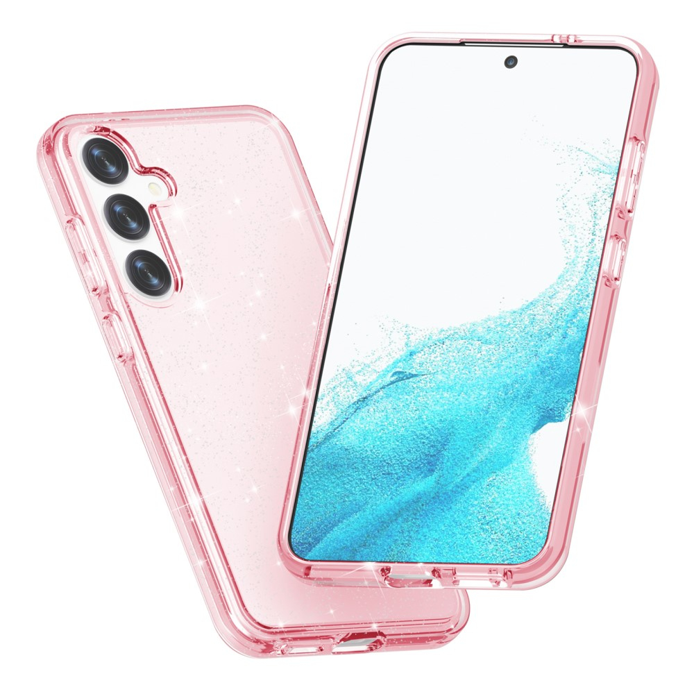 Samsung Galaxy S24 Hybrid Hardcase Schutzhülle im Glitzer Design - Pink / Transparent
