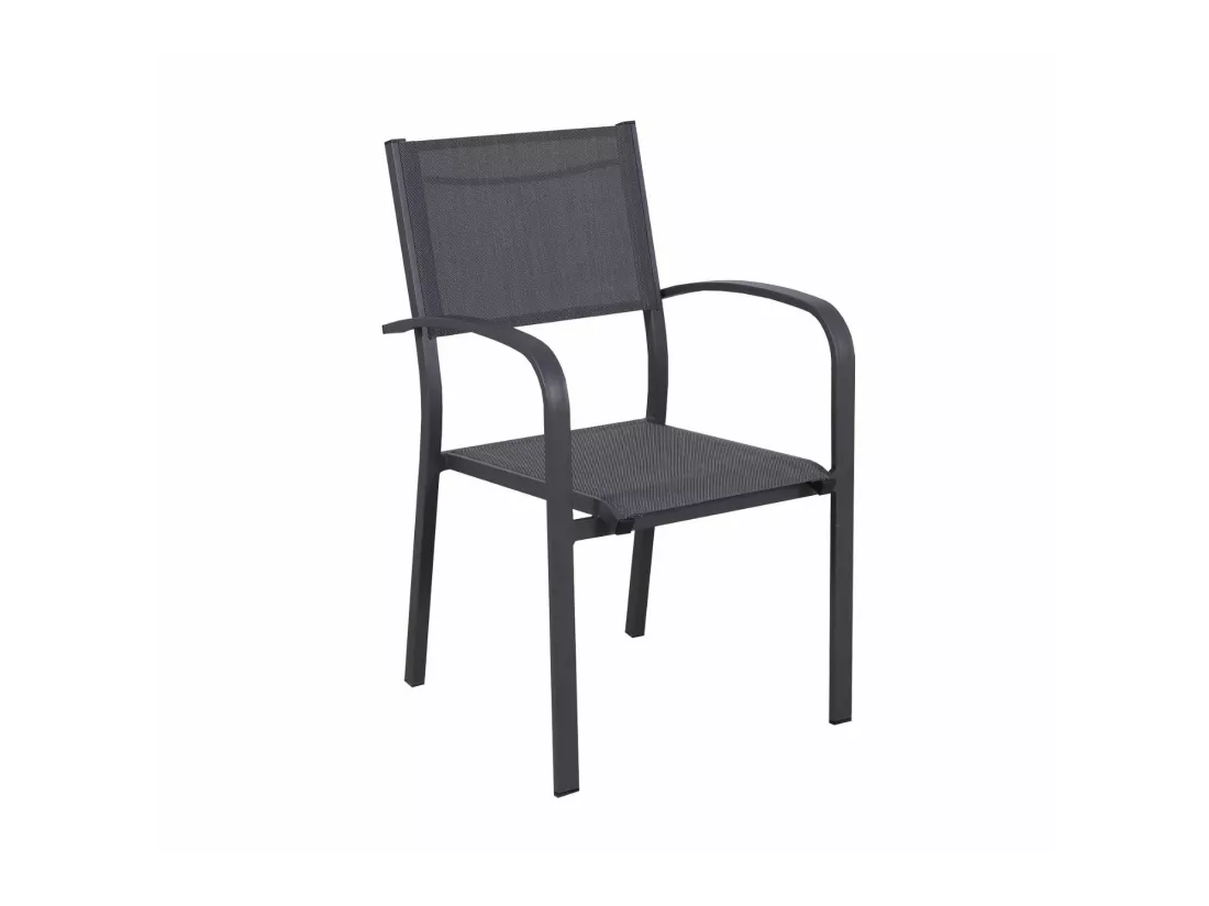 Table de jardin extensible aluminium 270cm + 8 fauteuils empilables textilène anthracite - LIO 8