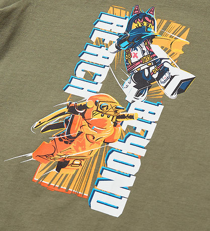 LEGO? Ninjago T-shirt - LWTano 132 - Støvet  Grøn m. Print