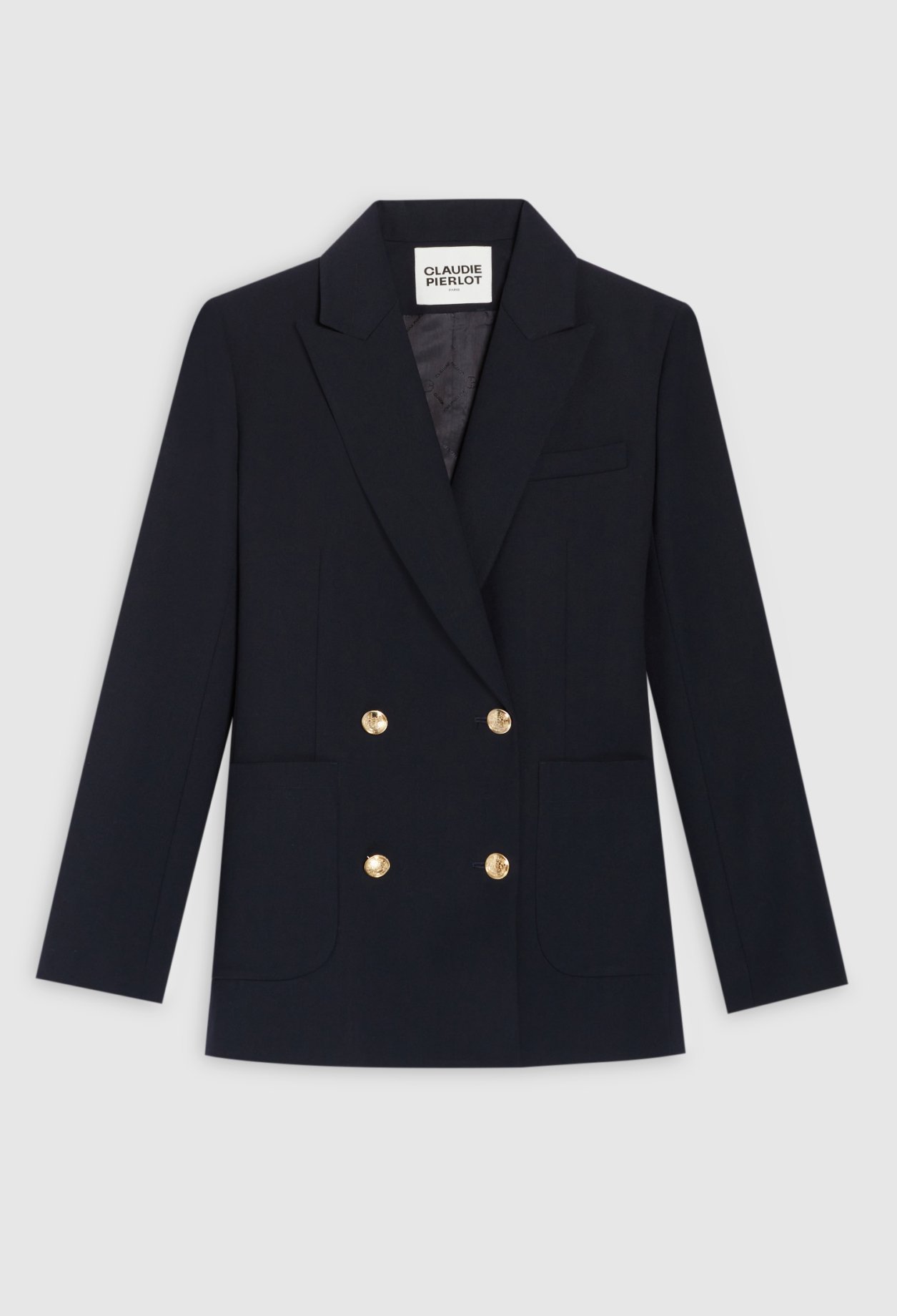 Veste tailleur double boutonnage bleue