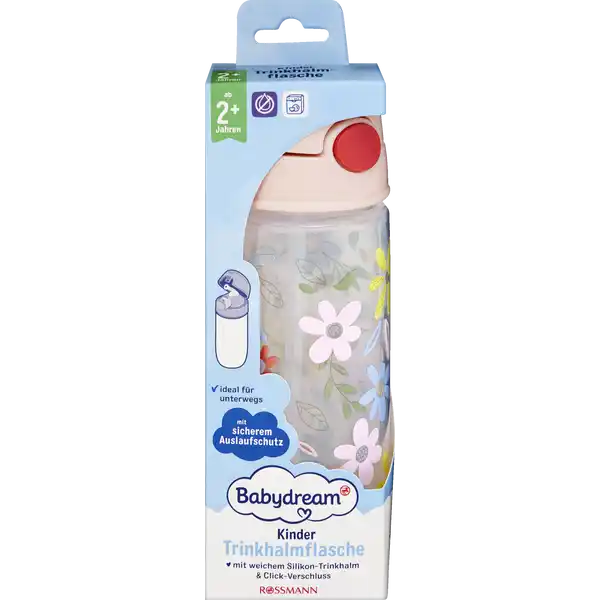 Kinder-Trinkhalmflasche 540ml  /  PINK