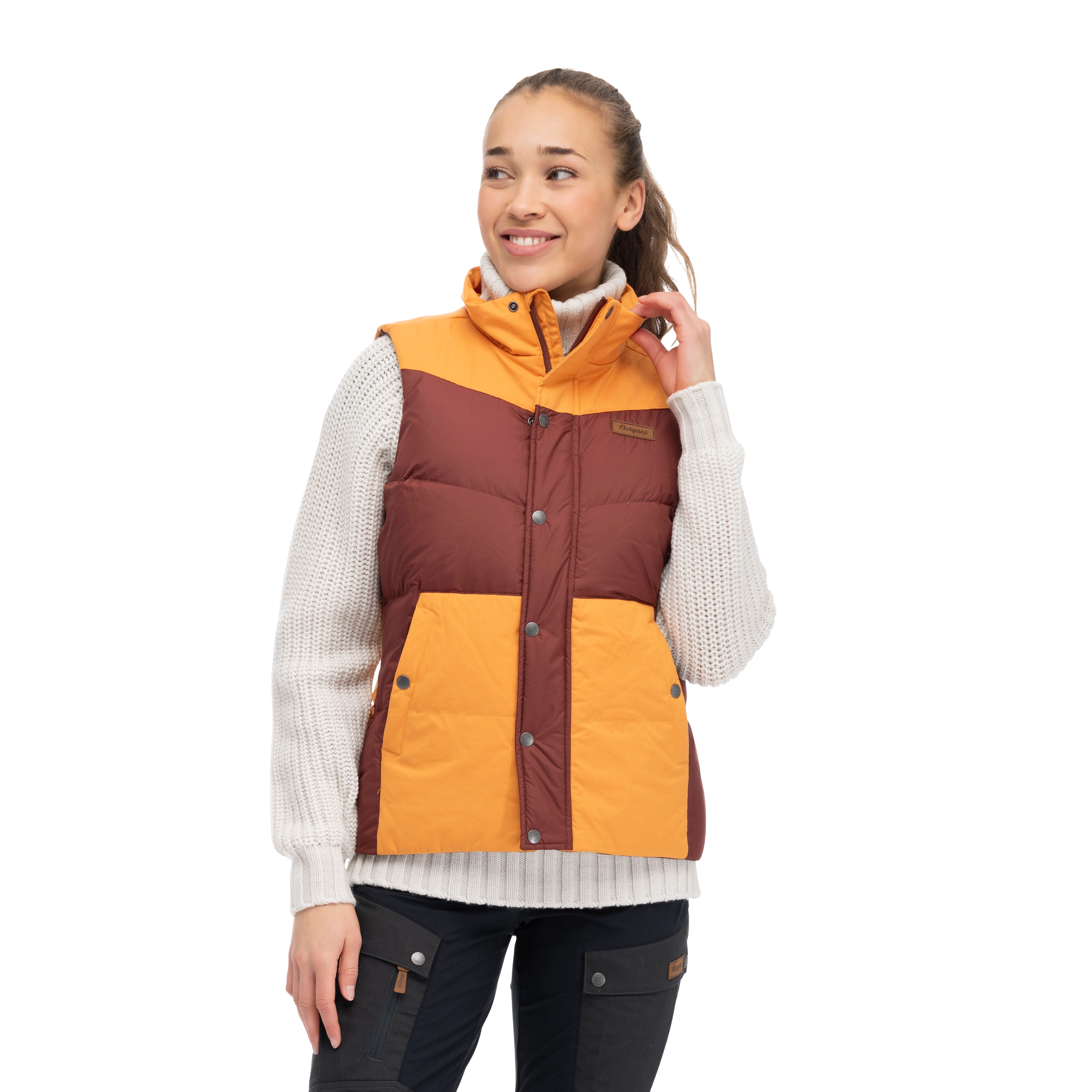 Nordmarka Outdoor Down Vest Women Amarone Red / Golden Field