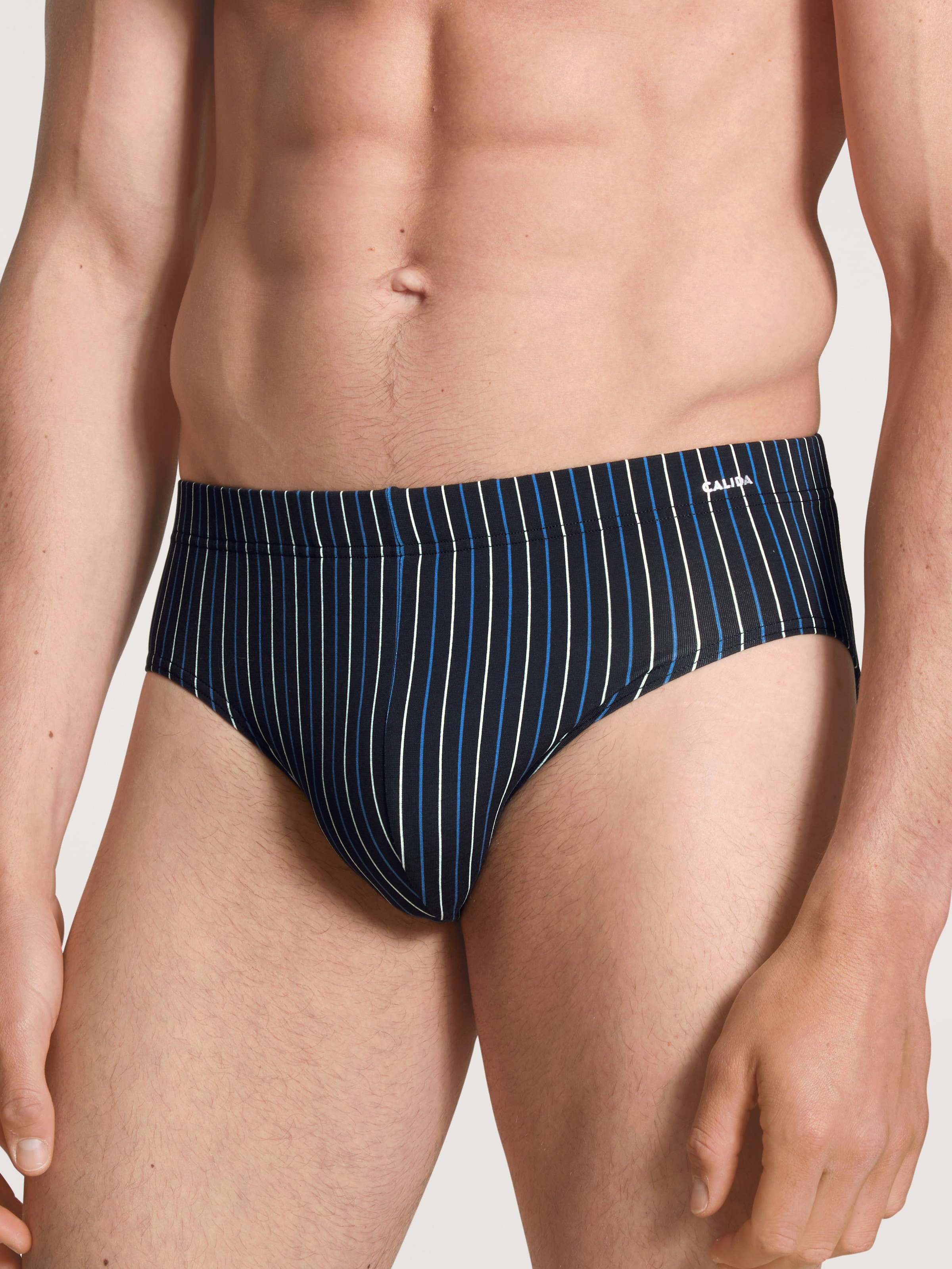 CALIDA Slip »Cotton Code«, weicher Elastikbund, Baumwollmix, Streifen-Design