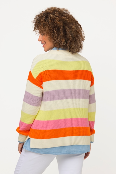 Pullover, Streifen, Oversized, Rundhals, Langarm