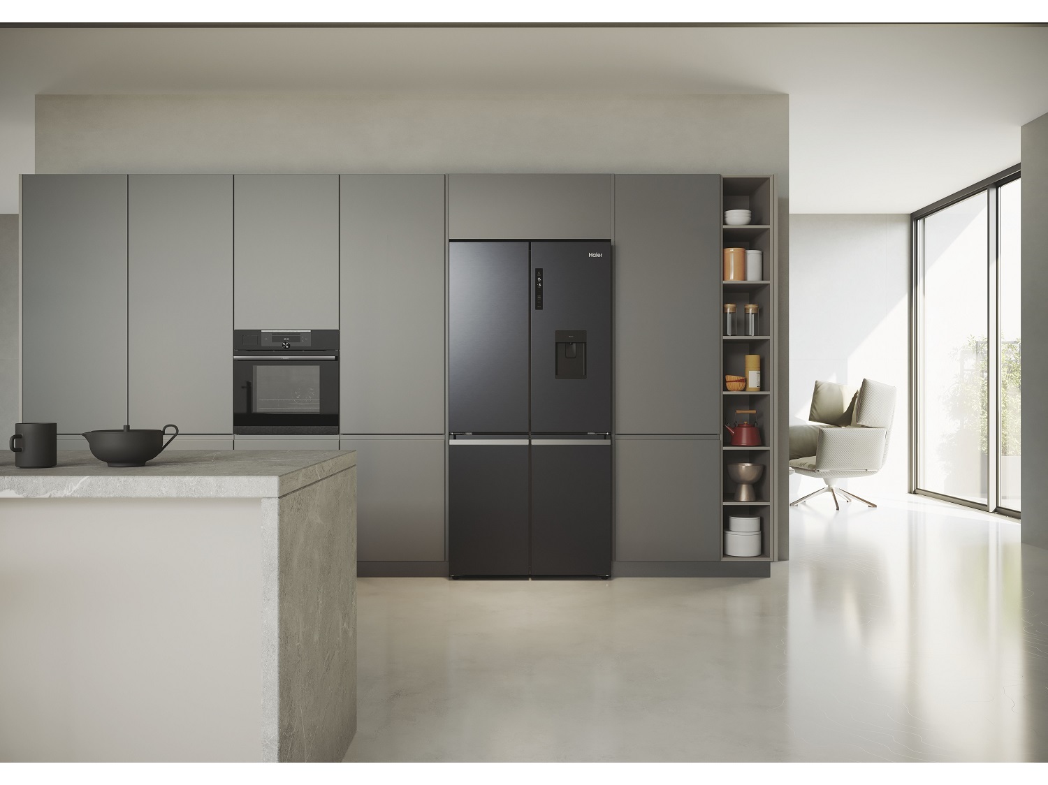 FRIGORÍFICO AMERICANO HAIER HCR5919EHMB PRETO ESCOVADO E 525L NO FROST