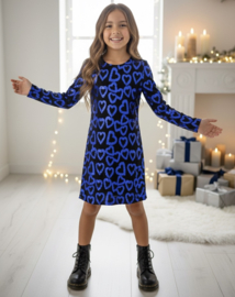 Glitter heart dress - Blauw