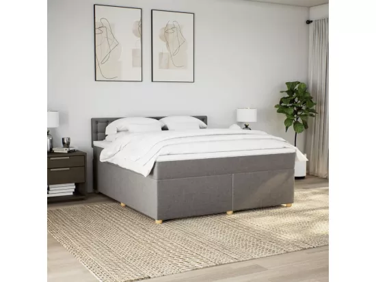 Sommier à lattes de lit avec matelas Taupe 180x200 cm Tissu