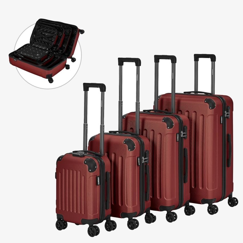 4 tlg. Reisekoffer Set Rot
