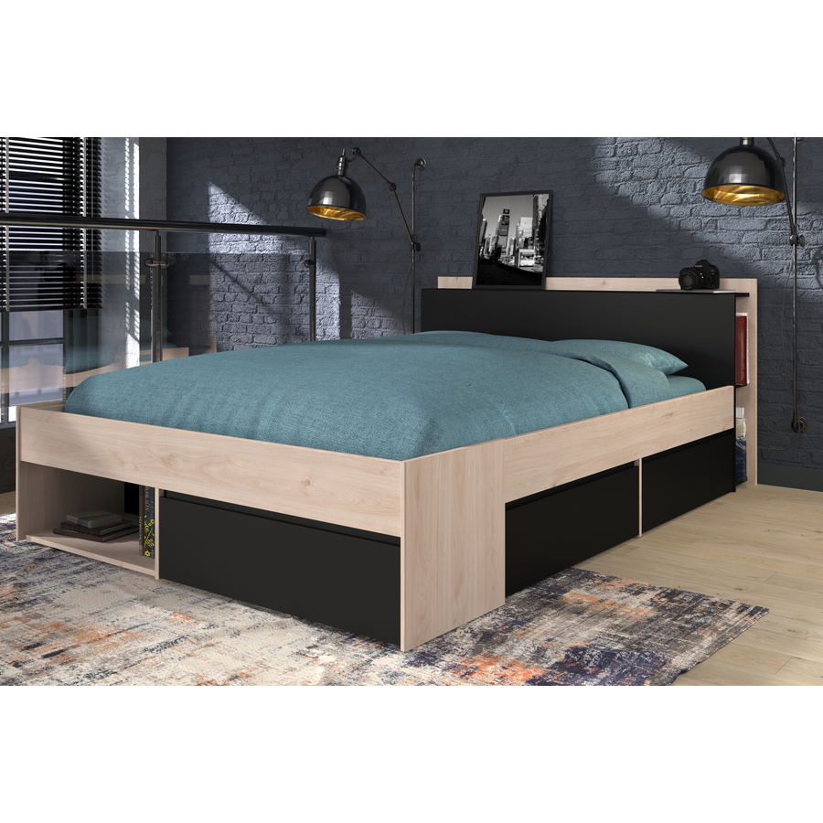 Parisot Doppelbett Most Eiche Jackson  schwarz Eiche Jackson  schwarz