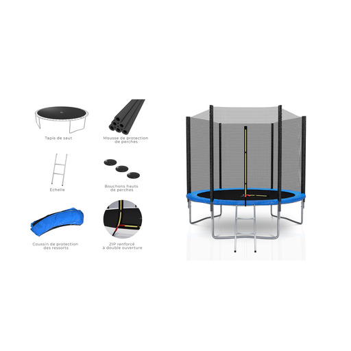 Cama elástica de jardim Kaia Sport Deluxe de 244 cm (8 pés) com escada.