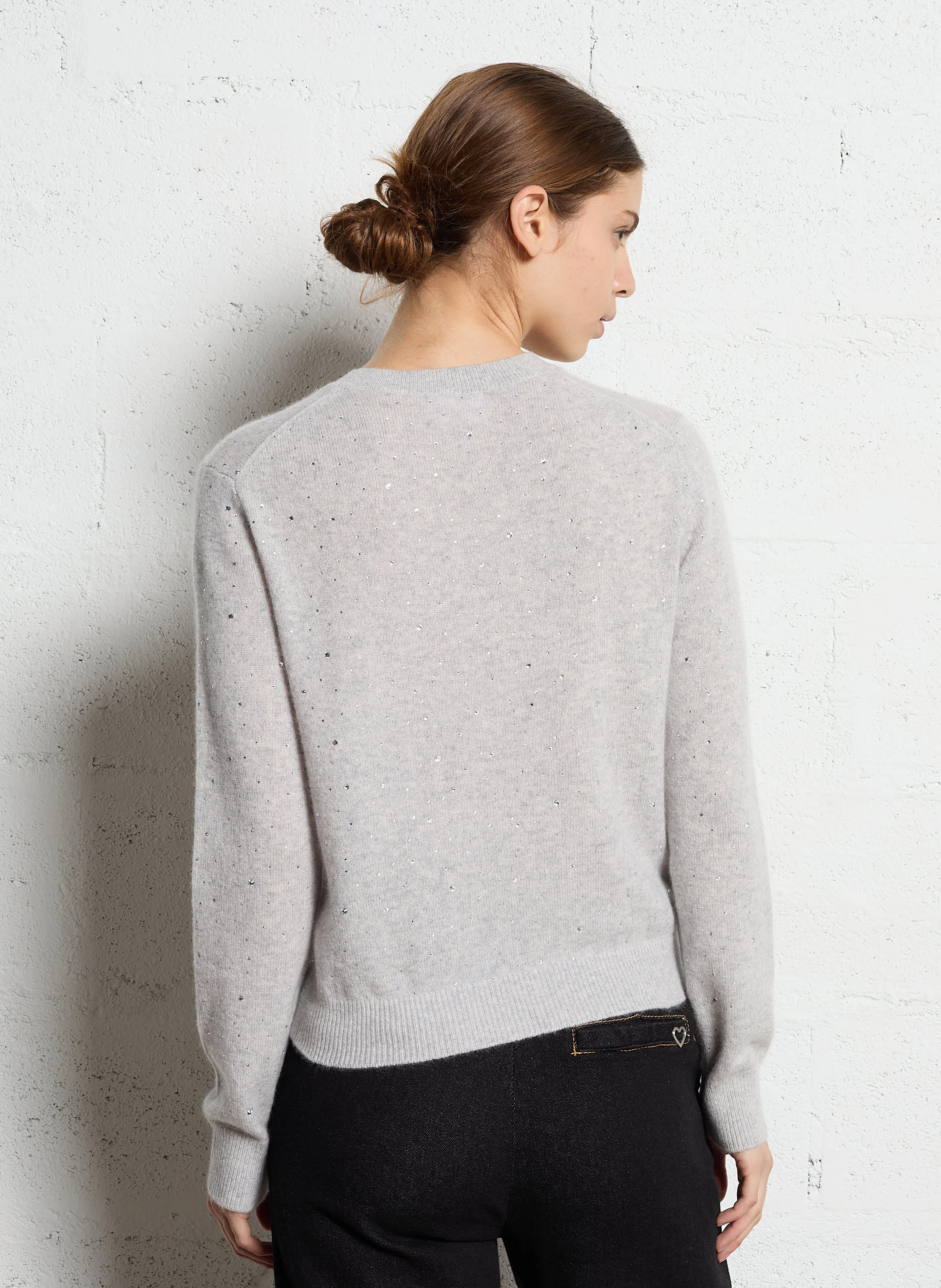 Pull strass en cachemire | Gris