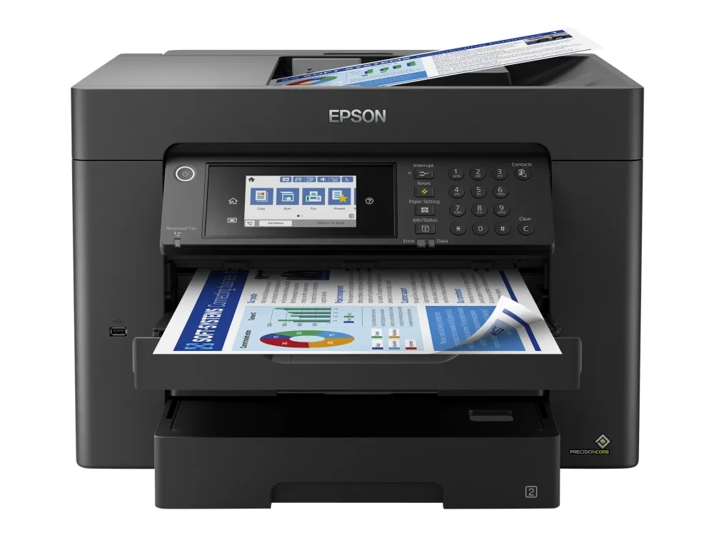 Epson WorkForce WF-7840DTWF - Multifunktionsprinter - farve - blækprinter - A3 (297 x 420 mm) (original) - A3 (medie) - op til 25 spm (udskriver) - 550 ark - 33.6 Kbps - USB 2.0, LAN, Wi-Fi(n), USB vært