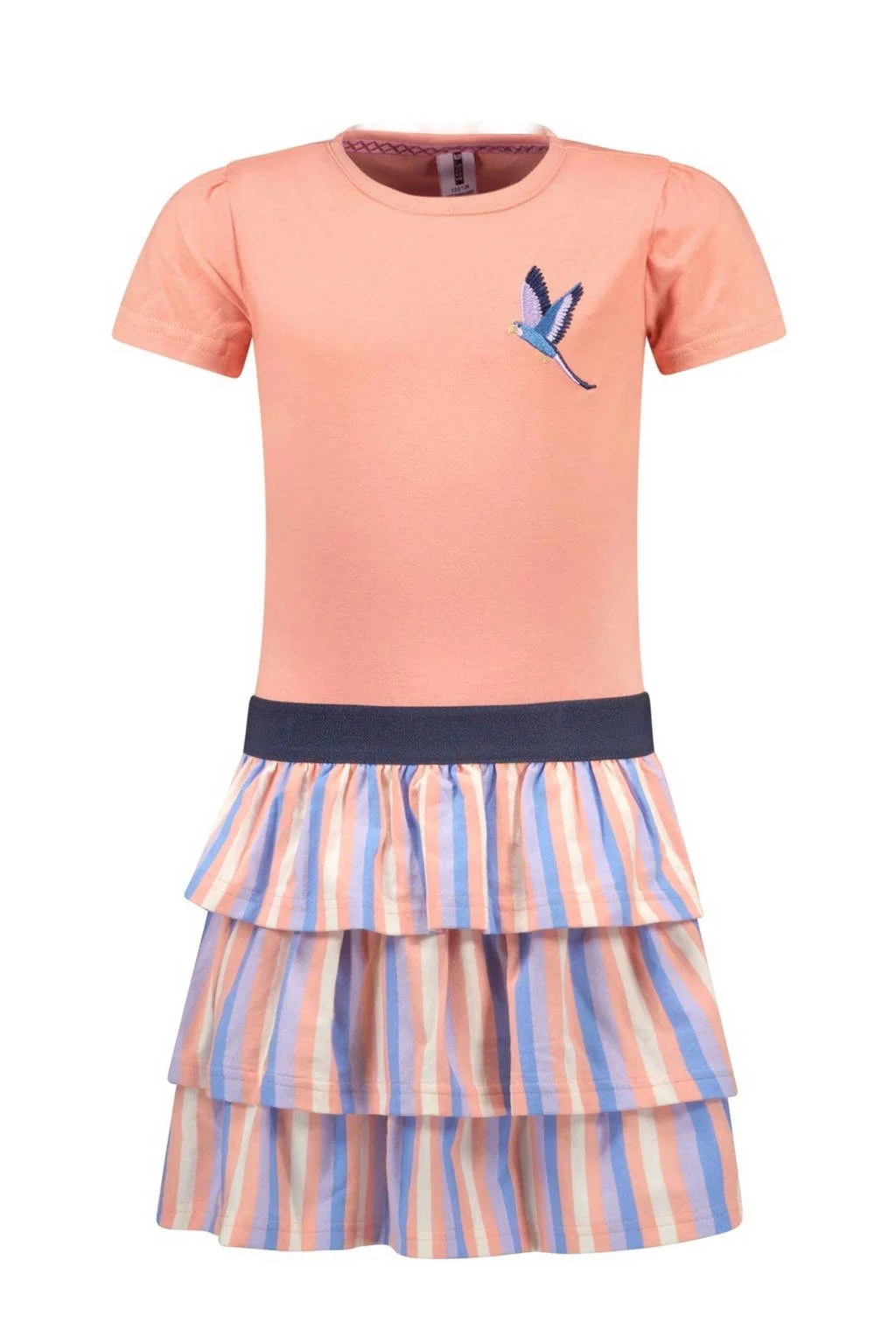B.Nosy gestreepte jurk Pilar perzik/roze/blauw