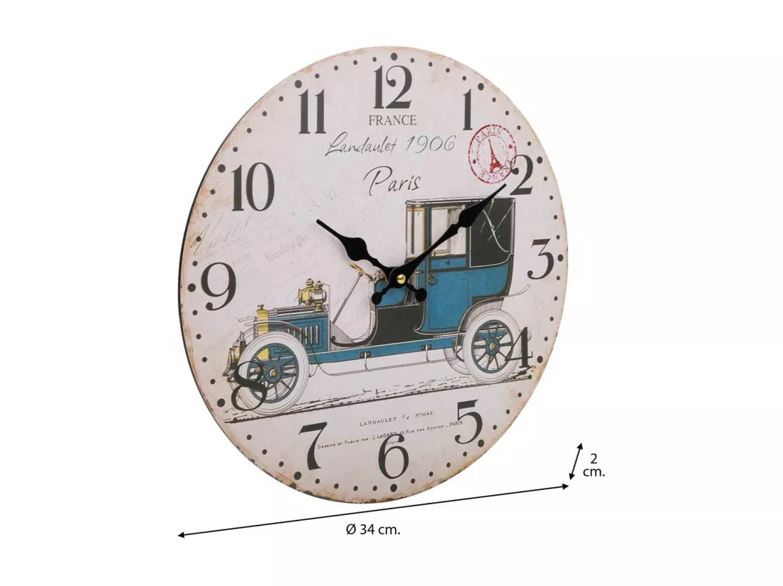 Horloge murale en bois blanc d34x2h
