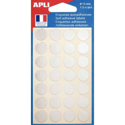 Apli Agipa - 112 Pastilles adhésives - argent - diamètre 15 mm - réf 100603