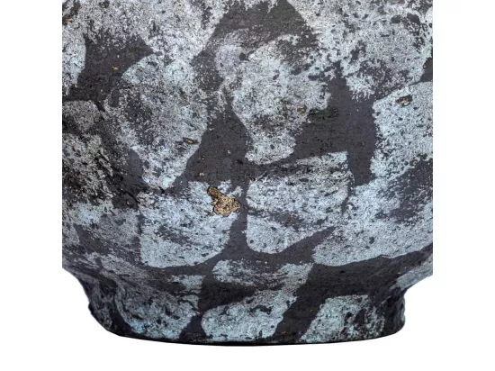 Vase en papier mâché finition artisanale gris antique 27x27x24h cm
