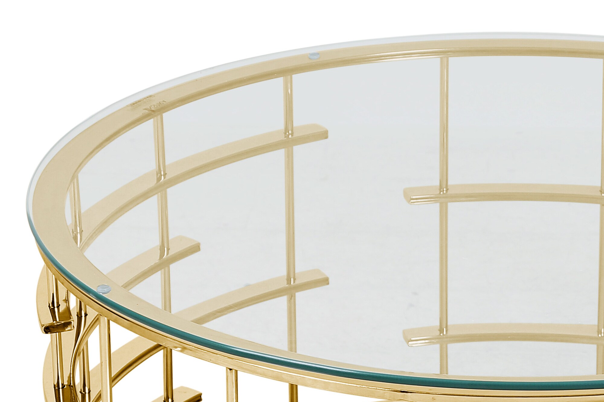 Couchtisch Ø 80 cm gold Glastisch Beistelltisch Sofatisch Wohnzimmertisch