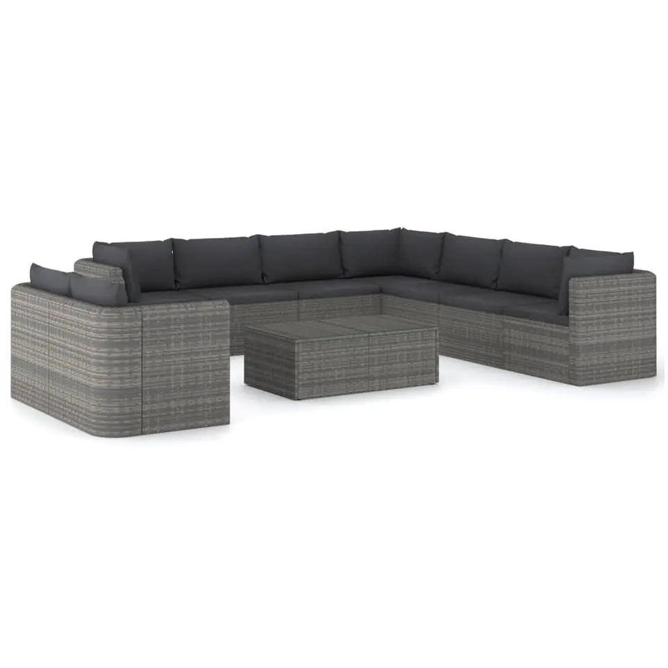 vidaXL - Loungeset - Grijs - Poly rattan