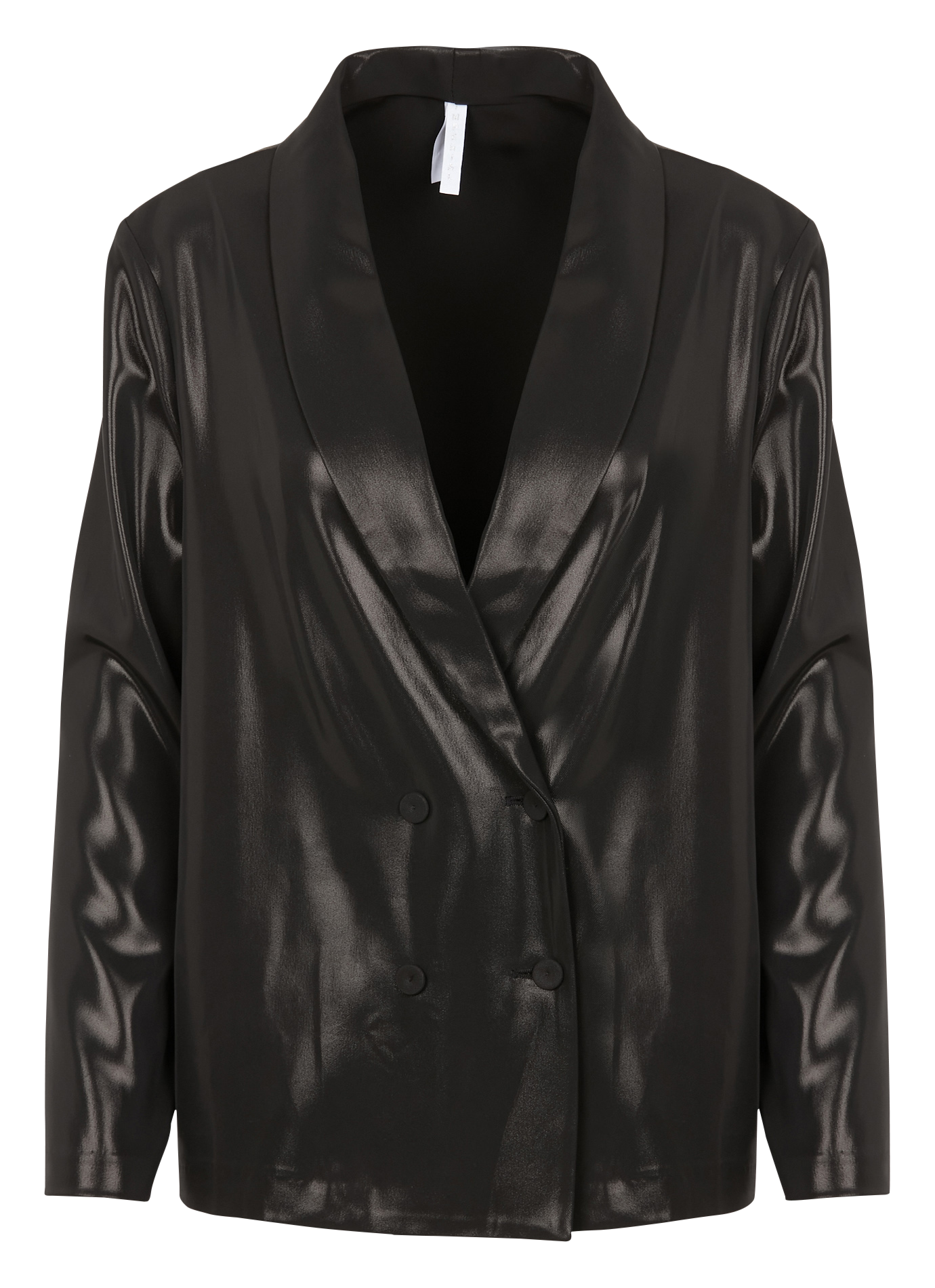 Blazer col tailleur effet satiné | Noir