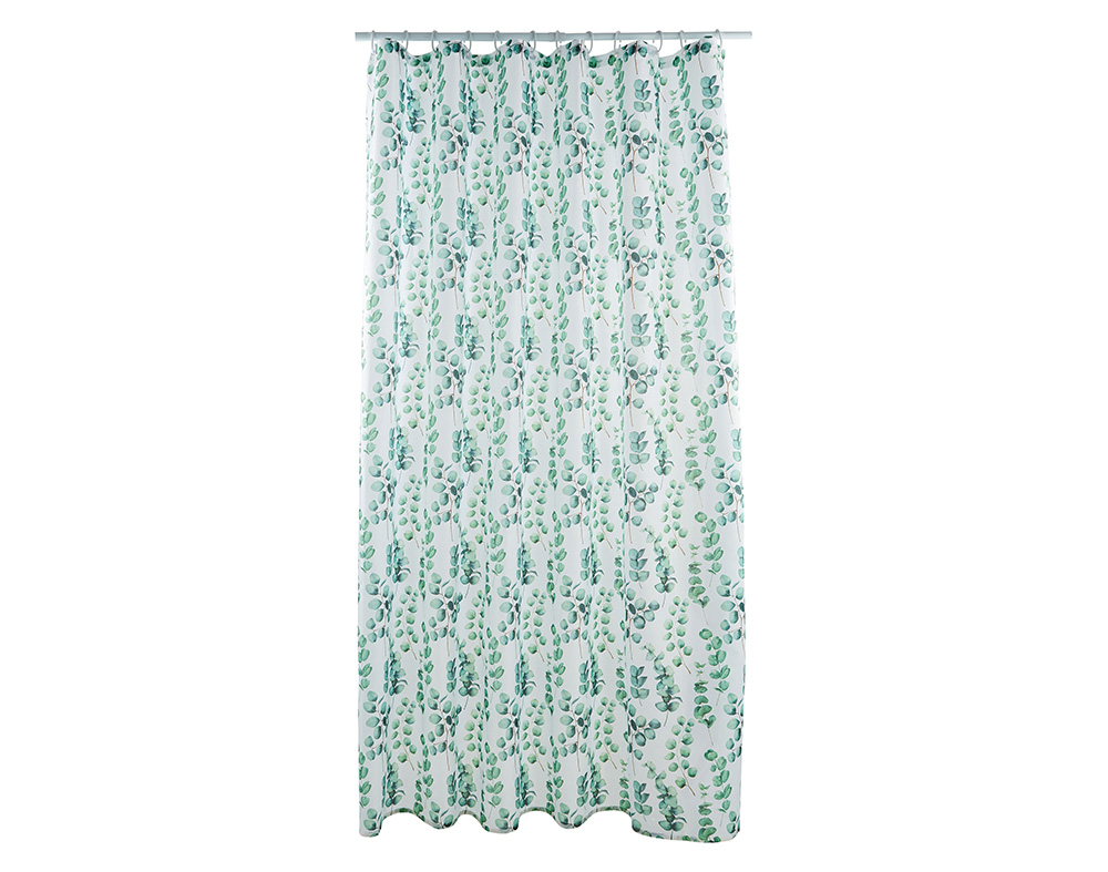CORTINA DUCHE SEM ARGOLAS ACTUEL EUCALIPTO ESTAMPADA 180X200CM