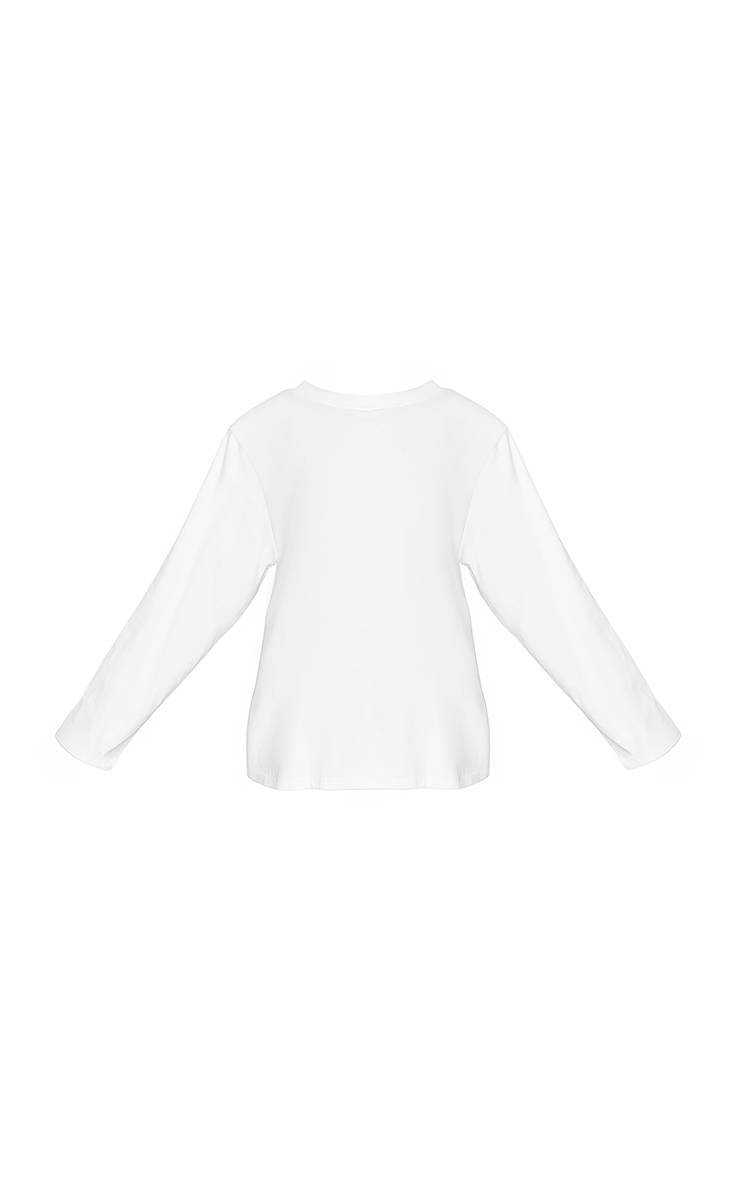 Blanc T-shirt Oversize En Coton À Manches Longues Avec Épaulettes