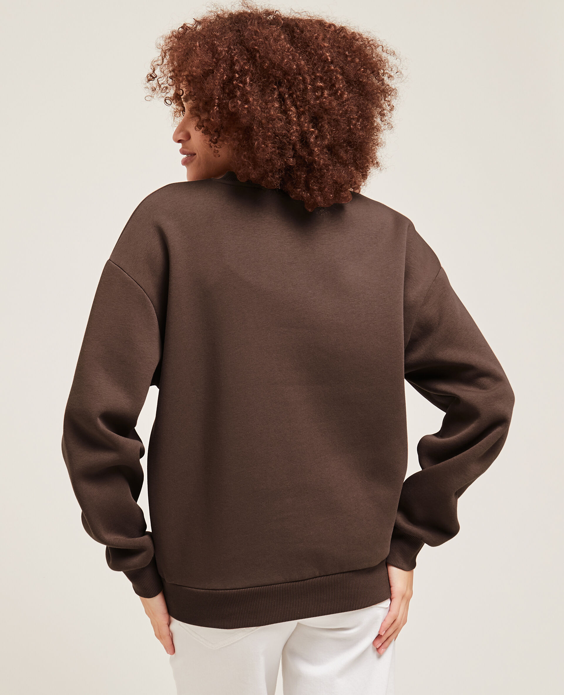 Sweat oversized avec inscription - Marron