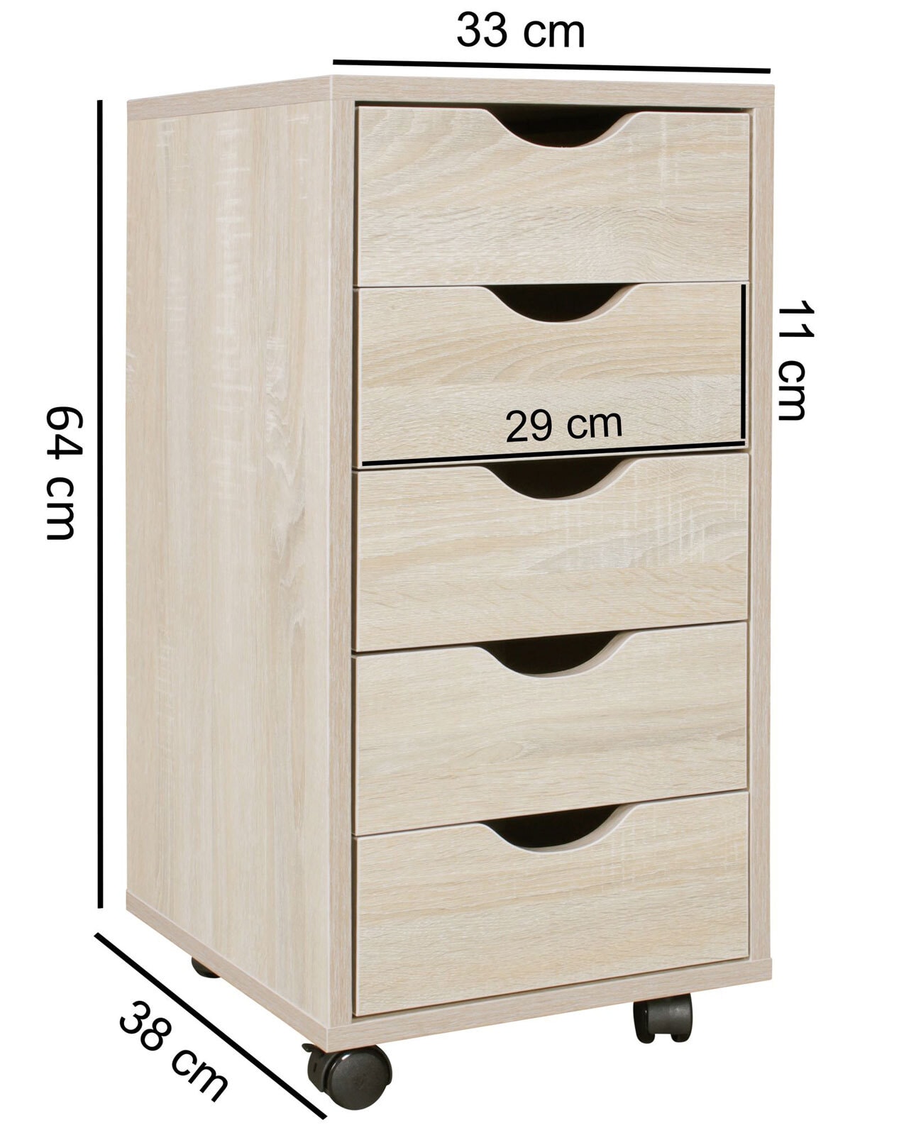 Rollcontainer Aleg 33 x 64 cm Eiche Sonoma