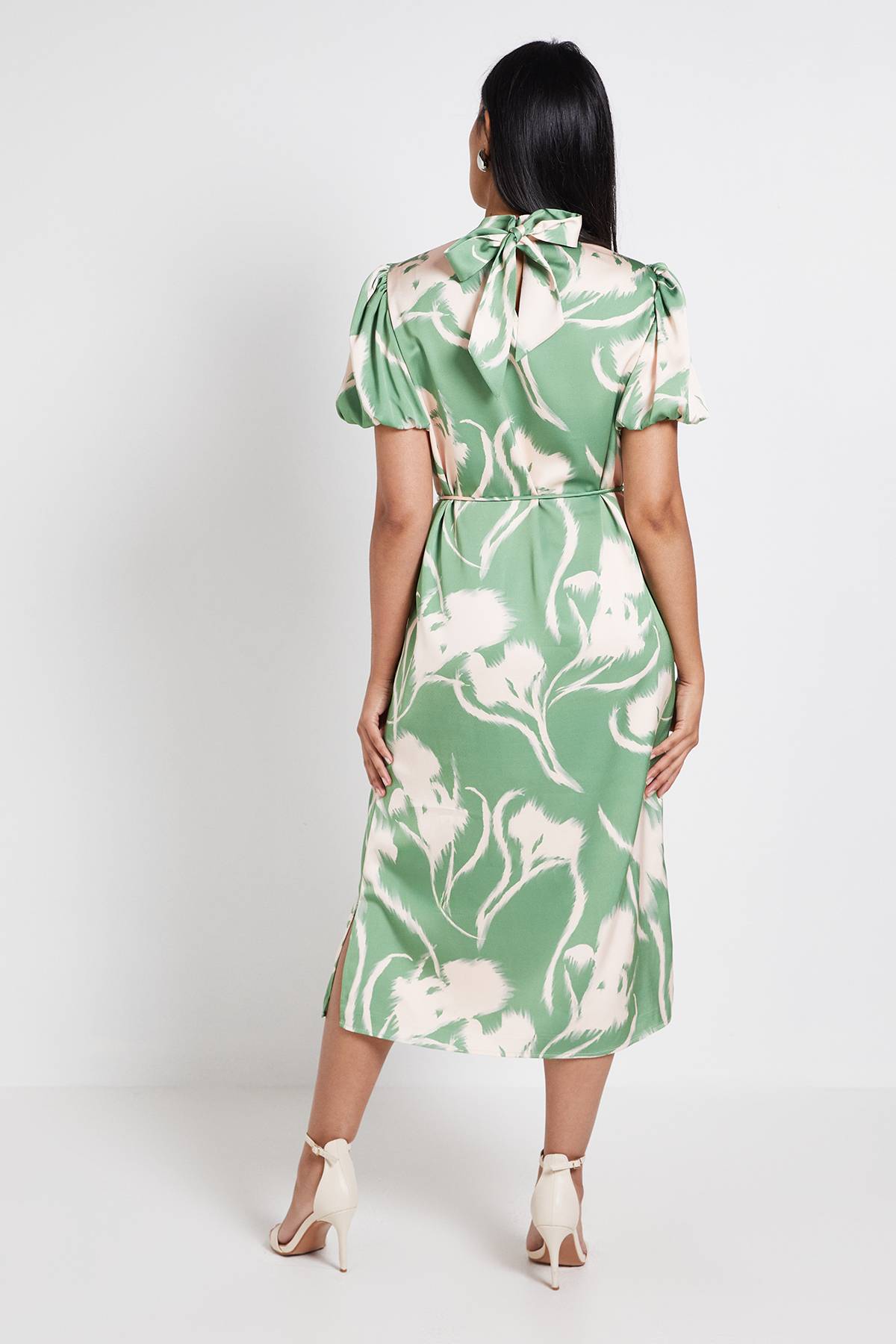 Wallis Robe Midi En Satin À Motif Fleuri Petite