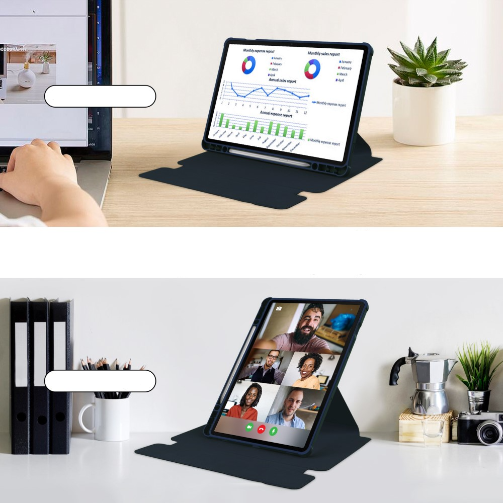 2in1 Samsung Galaxy Tab S9 Leder Tasche mit Acryl Rückseite   Magnet Bluetooth Tastatur   S-Pen Halterung (QWERTY) - Dunkelblau