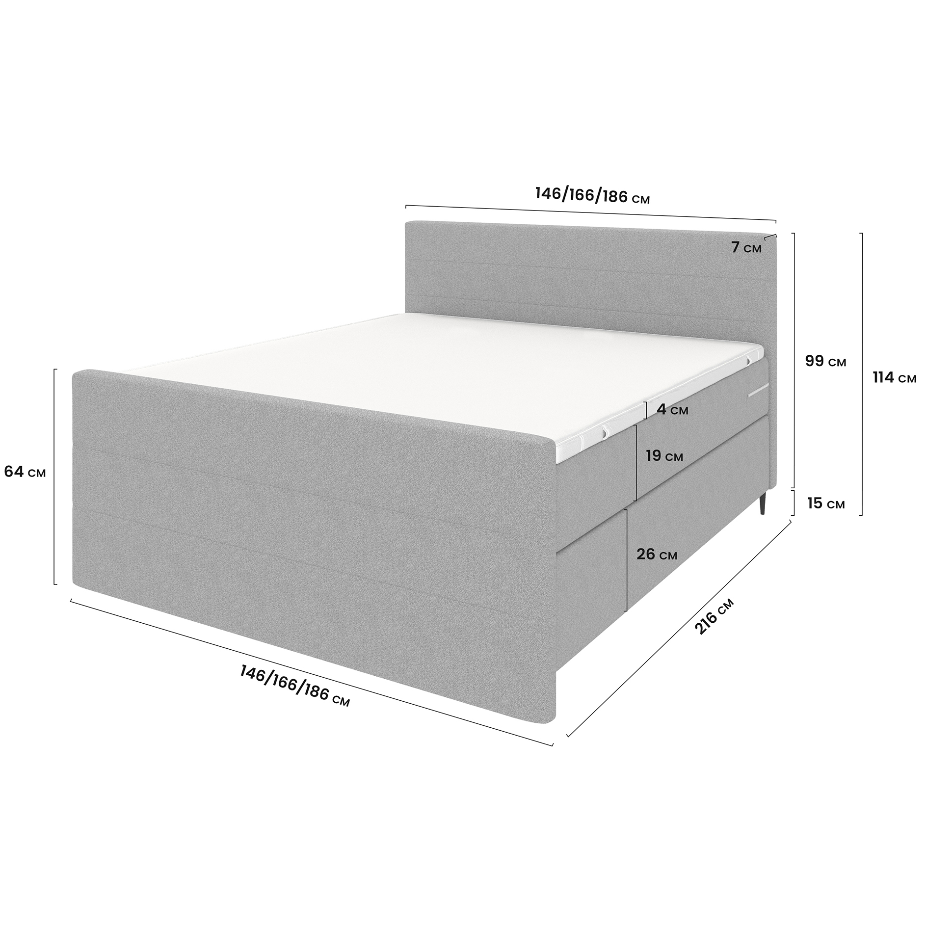 Boxspringbett - braun - inklusive Topper - 180x200 cm