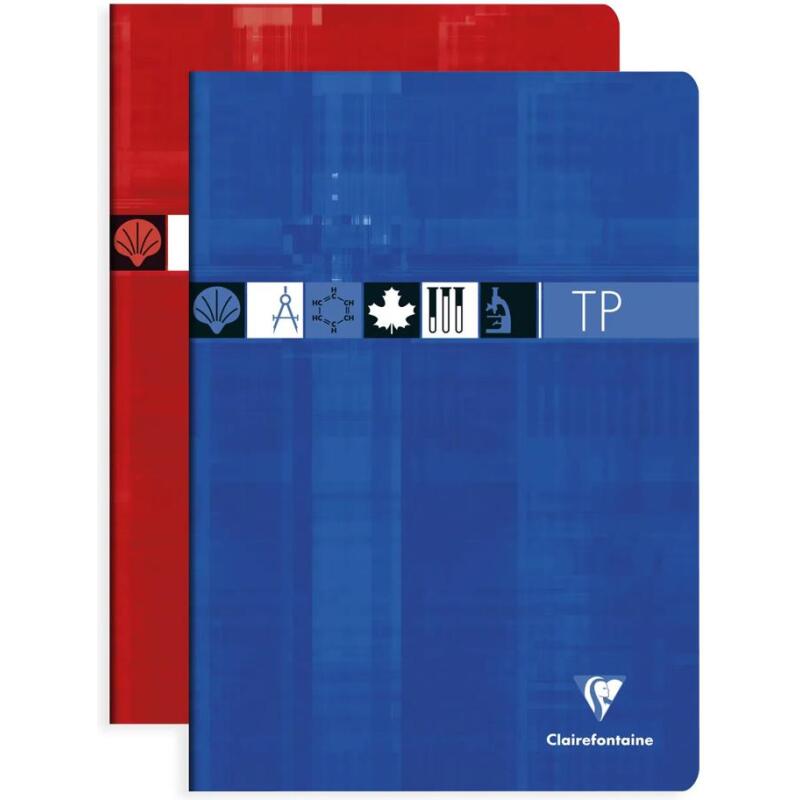 Cahier Travaux Pratiques piqué A4 120 pages grands carreaux + uni Couleur aléatoire - Assortis