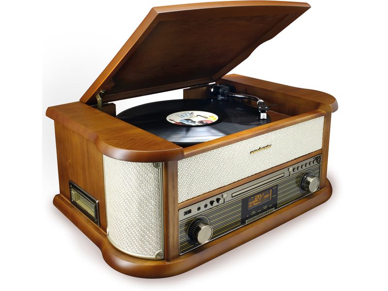 soundmaster Musik-System NR566BE Beige Plattenspieler mit USB, CD, DAB , Kassettendeck und Bluetooth