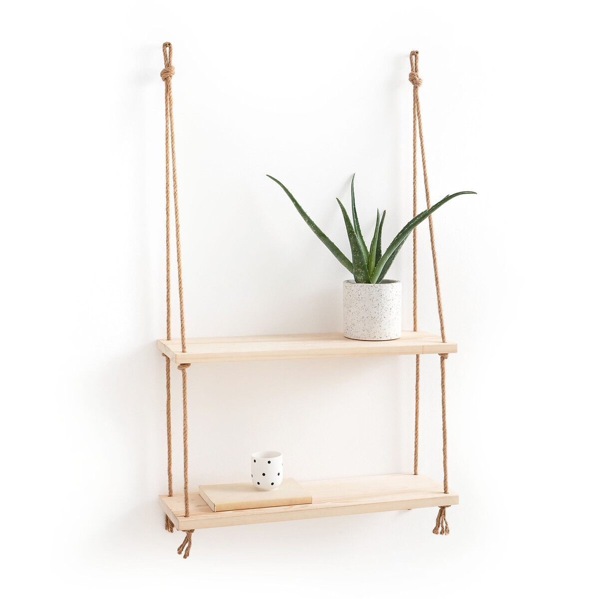 LA REDOUTE INTERIEURS<br>Prateleira de parede dupla em pinho e sisal, 60 cm de comprimento, Mareo