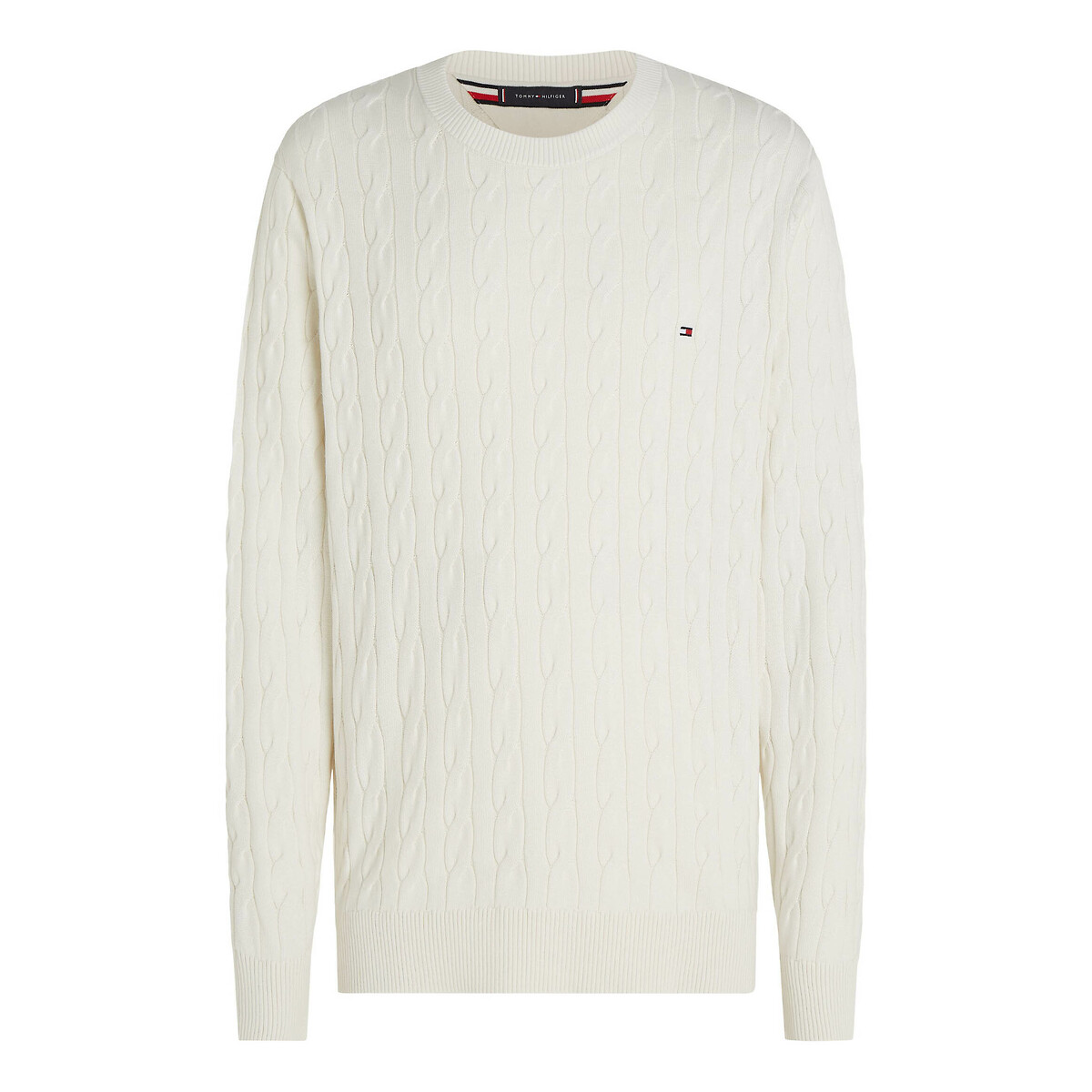 TOMMY HILFIGER<br>Suéter com gola redonda em malha texturizada
