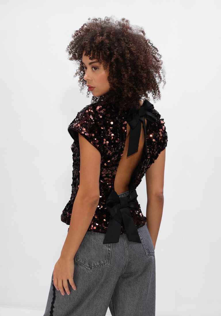zwarte ganni top velvet sequins top