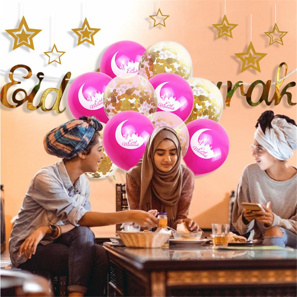 (22-tlg. Set) Ramadan Girlande Eid Mubarak Party Dekoration   Latex Ballons - Gold / Schwarz