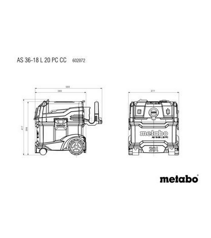 Metabo Akku-Nass-/Trockensauger AS 36-18 L 20 PC-CC Solo Akku-Sauger der Staubklasse L mit integrierter Filterabreinigung