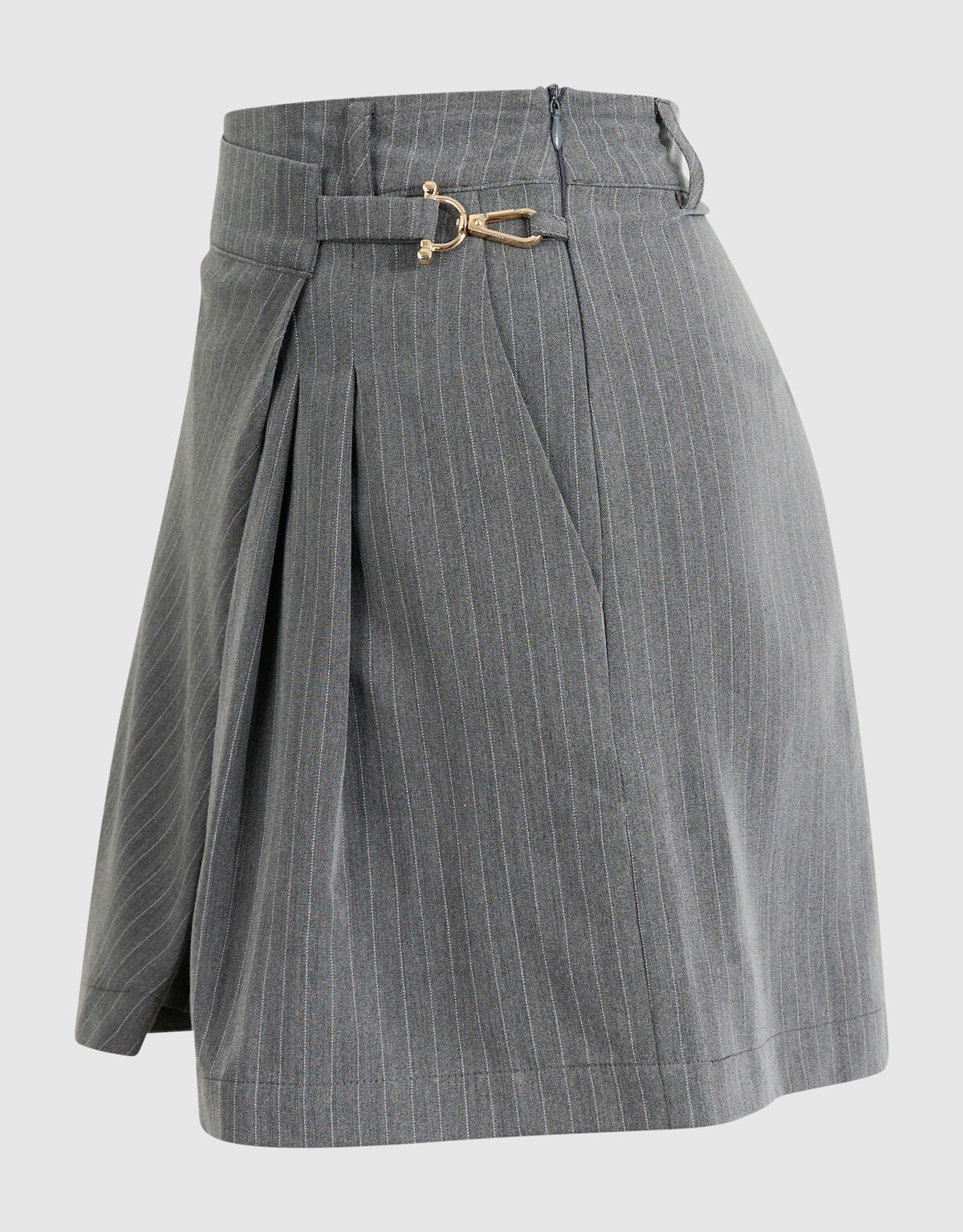 Pinstripe Pleated Skort Donkergrijs