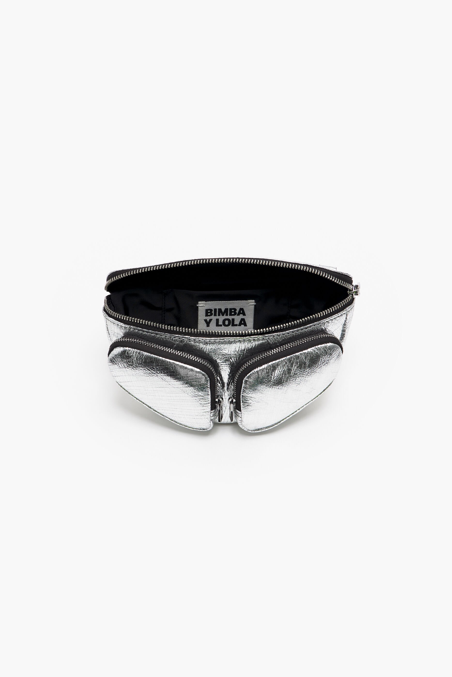 Pochete Pocket XS em couro prateado