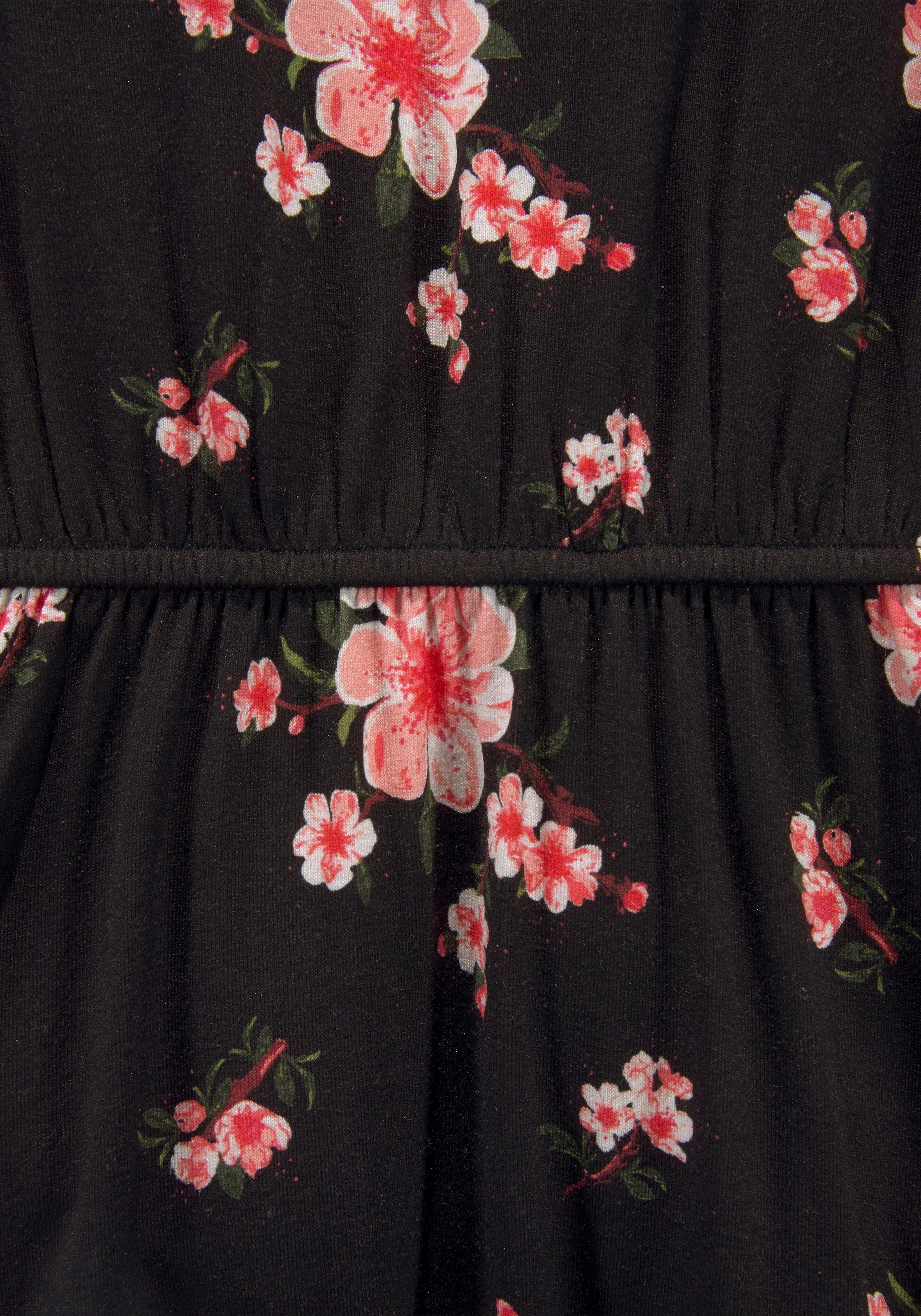 KIDSWORLD Jerseykleid »für Mädchen« sommerlich,  kniefrei,  floral,  aus Viskosemischung,  ärmellos