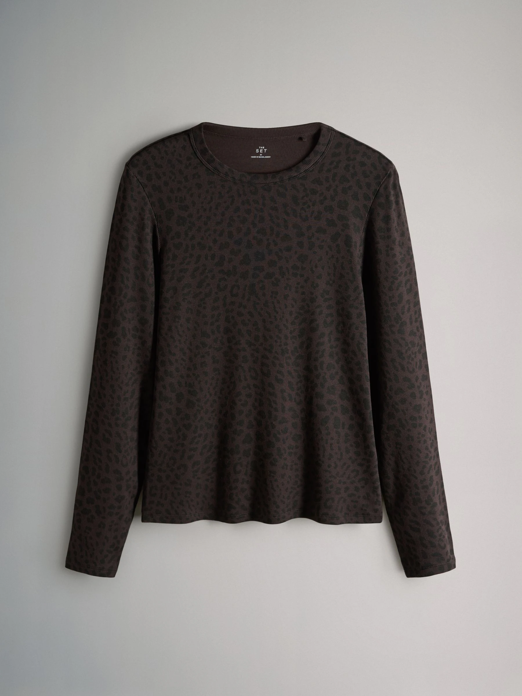 Black/Animal/Chocolate Brown/Taupe Brown - The Set van 4 geribde T-shirts met lange mouwen