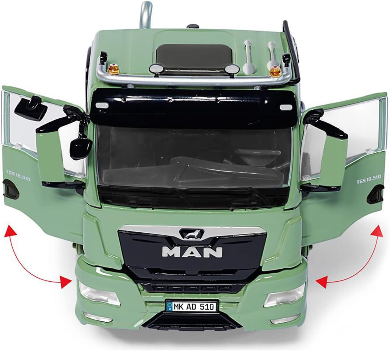 WIKING 077653 MAN TGS 18.510 4x4 BL 2-Achs Zugmaschine, Modell-Lkw, 1:32, Metall/Kunststoff, Ab 14 Jahre, Viele Funktionen, Inkl. Reifendruck-Regelanlage, Schwenkbarer Kühlergrill, Rot