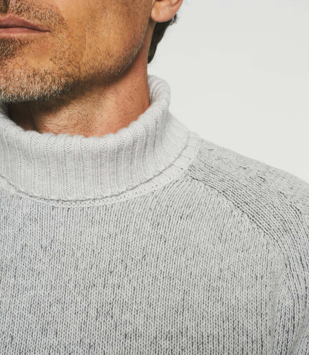 Pull col roulé en laine gris chiné BELMO