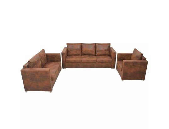VIDAXL - Ensemble de canapés 3 pcs cuir daim synthétique